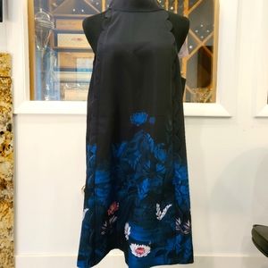 NWT Ted Baker Sleeveless Halter Neck Scallop Detail Dress